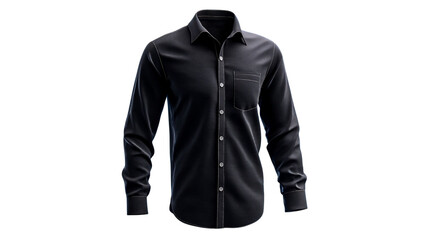 PNG of Sleek black long-sleeve shirt with a modern design, perfect for casual or semi-formal occasions.