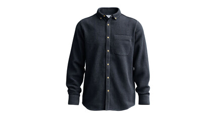PNG of Stylish men's dark blue button-up shirt, perfect for casual and formal occasions.