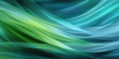 Abstract green and blue flowing lines with textured patterns creating a dynamic wavy background