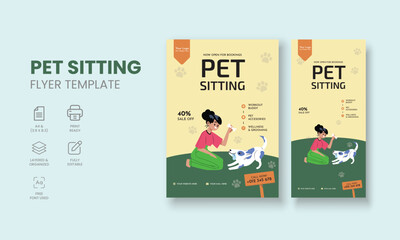 Pet Sitting Flyer Template, Pet Sitting Service Poster, Dog Walking Poster