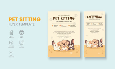 Pet Sitting Flyer Template, Pet Sitting Service Poster, Dog Walking Poster