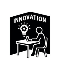 Naklejka premium innovation corner table flat black solid vector illustration isolated on white background