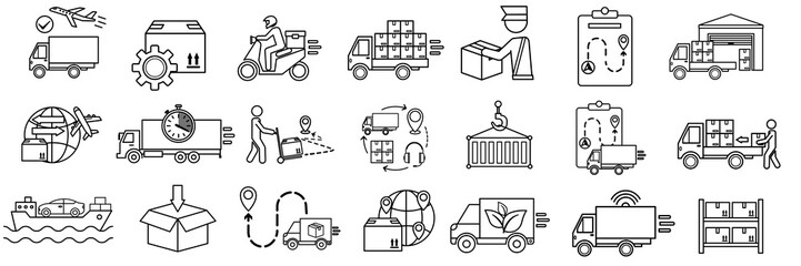 Freight, Transport, and Import Export Vector Icons for Business Use