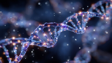 Artistic visualization of vibrant molecular bonds intertwined in a glowing web, semi-transparent elements and floating particles enhancing the depth of scientific illustration