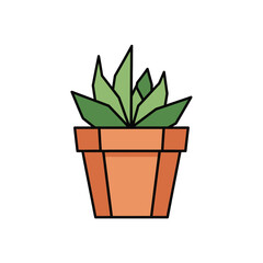 Potted succulent plant illustration simple flat vector design isolated on white background