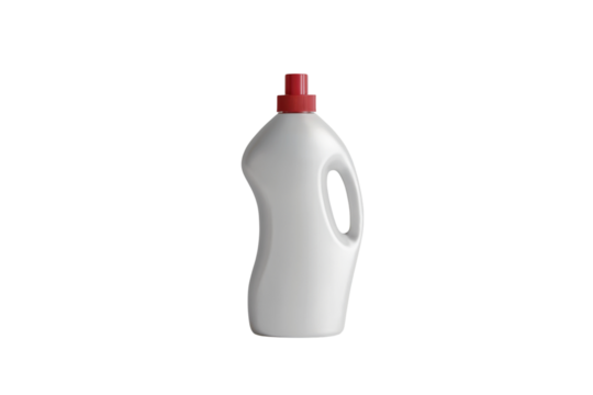 Cleaning product bottle with a red top and handle. Isolated on transparent background, png
