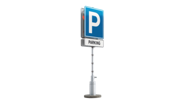 This is a parking sign, which is a type of traffic sign used to indicate where drivers can park their vehicles on white background 