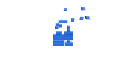 Retro 3D style pixel art padlock symbol animation on white background - Powered by Adobe