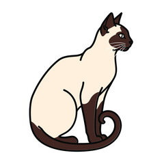 Elegant Siamese cat illustration a simple vector drawing of a feline pet isolated on white background