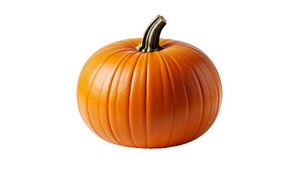 Obraz premium Fresh ripe whole orange pumpkin with a stem, a classic autumn harvest symbol on a transparent background