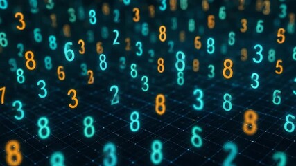 An abstract representation of digital numbers in varying colors, creating a dynamic and futuristic data landscape. - Powered by Adobe