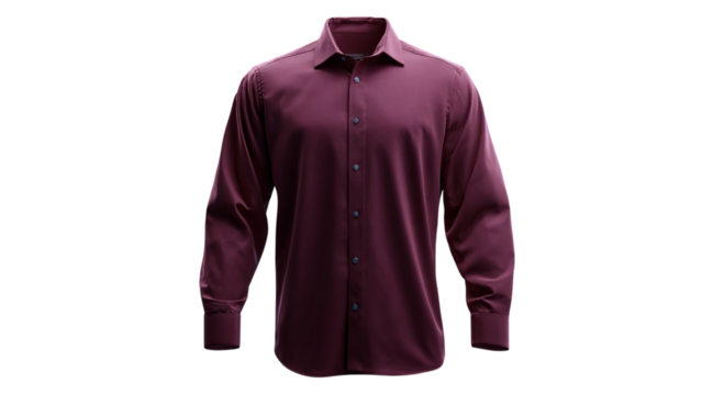 PNG of Elegant maroon long-sleeve shirt, perfect for formal or casual settings.