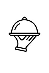 Hand holding covered serving tray outline icon
