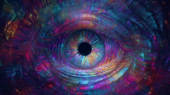 Colorful eye digital art abstract psychedelic vision trippy artwork background wallpaper design