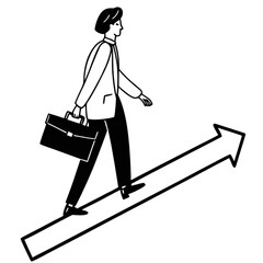 Career Growth Icon with Businessman Walking Forward Holding Briefcase Vector