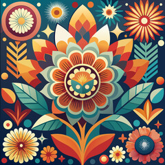 stylized flower icons intricate floral design