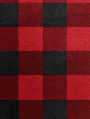 Seamless fabric texture in red buffalo plaid checkered pattern, ideal for use in textiles, fashion design and backgrounds