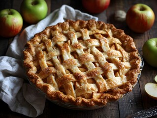 National Apple Pie Day Apple pie with lattice crust