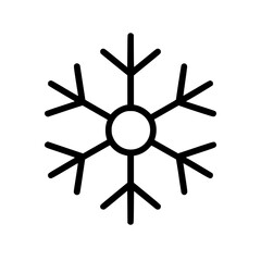Obraz premium Black outline simple snowflake icon, isolated 