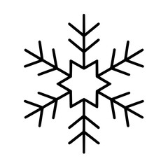 Simple black outline snowflake icon illustration
