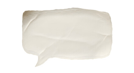 Obraz premium A single crumpled off white paper speech bubble with a torn edge isolated on a black background
