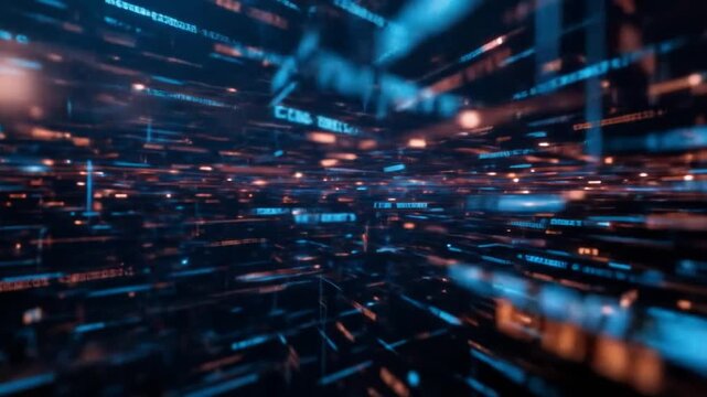 Abstract digital background with data flow. Program code that functions in cyberspace. 4k videos - Powered by Adobe