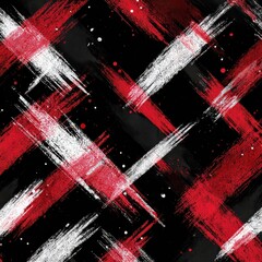 Naklejka premium Sporty red and white grunge brush pattern on black background