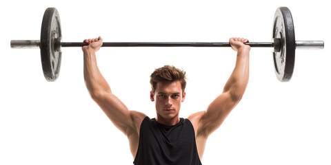 Naklejka premium Weightlifting athlete showcasing strength and determination during a workout in a gym Generative AI