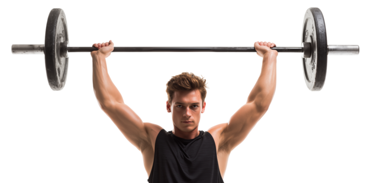 Weightlifting athlete showcasing strength and determination during a workout in a gym Generative AI