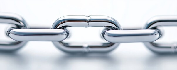 Fototapeta premium Chrome Chain Links Macro,strength ,connection