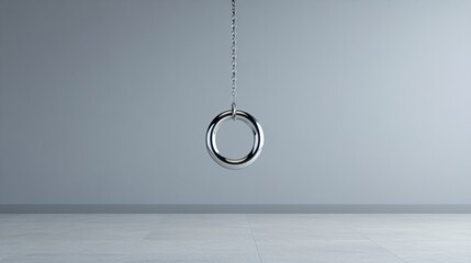 Chrome Ring Pendulum Minimalist Still Life, Abstract, Metalwork