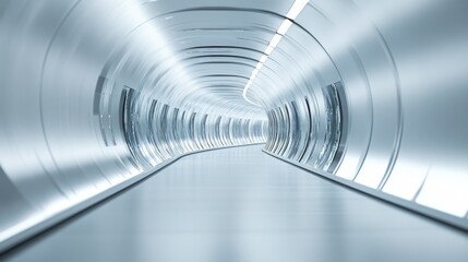 Naklejka premium Futuristic Metallic Tunnel with Lights, Architecture , Interior