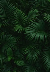 Extremely lush and damp tropical foliage texture filling the frame. Vibrant green natural background showing humidity and life, natural light, fresh, nature