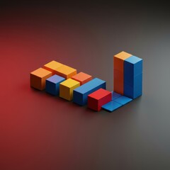 Obraz premium mathematical concept illustration featuring colorful geometric blocks combined to demonstrate the fundamental principle of addition and numerical increase ,learning ,summing ,total