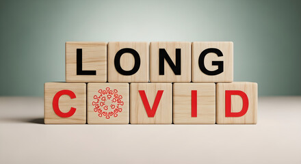 Long Covid Illness Health Wooden Blocks Copy Space