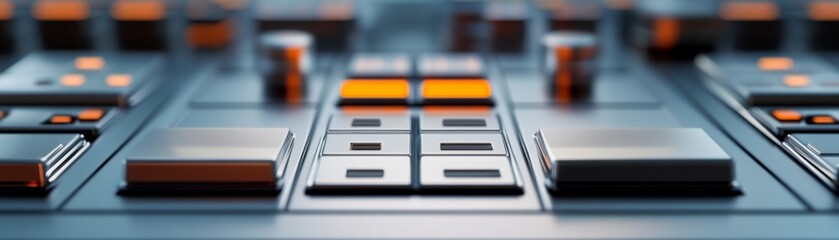 Orange and Steel Panel Buttons Futuristic Control System, interface ,technology