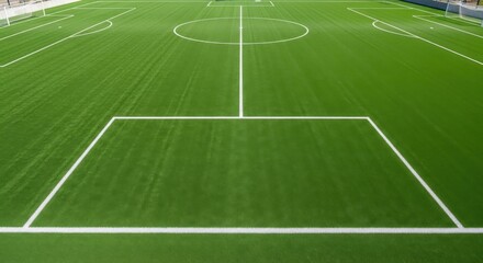 Green sports field with white lines inviting athletic competition and team spirit for your next project