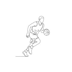 Basketball player dribbling ball silhouette
