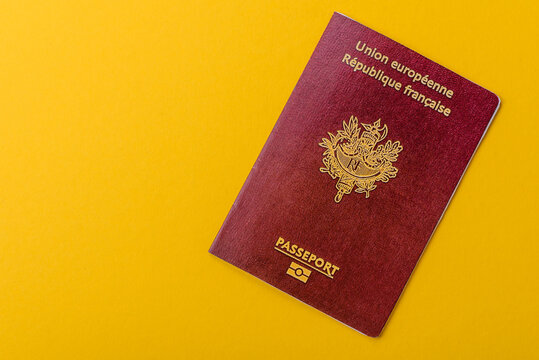 French passport for travelling, flying and doing business. France document, id
