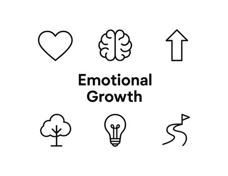 outline vector icon set of 6 isolated on white background minimal black monochrome style flat vector icon illustration clean lines centered composition no gradient central bold title text