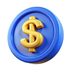 Obraz premium Golden dollar sign symbol on blue coin finance business concept money wealth