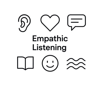 outline vector icon set of 6 isolated on white background minimal black monochrome style flat vector icon illustration clean lines centered composition no gradient central bold title text