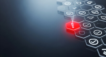 Digital Error Warning Concept Red Exclamation Mark Hexagon Copy Space