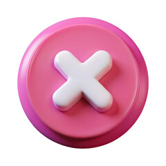 Obraz premium Cute pink button with white x mark symbol for close or delete actions