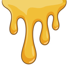 Sweet Golden Honey Drips Illustration on White Background