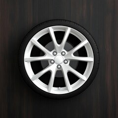 Obraz premium White Alloy Wheel on Wood, Auto , Design