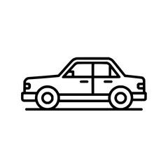 Fototapeta premium Illustration of a black and white sedan car with a simple design and thick lines on a white background