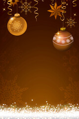 Merry Christmas and New Year decorations isolated on yellow background.