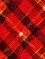 Close-up of red and yellow Halloween plaid fabric texture Vector seamless textile pattern, material, red