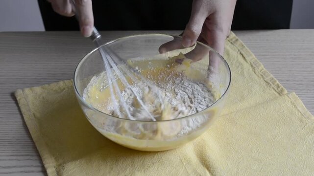 Whisking Waffle Batter in a Bowl &ndash; Cooking Video